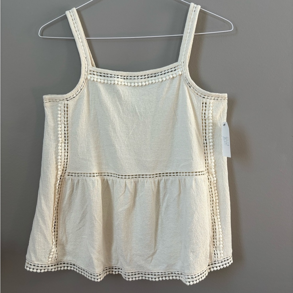 Time and Tru Cream Stitched tank NWT Size small
